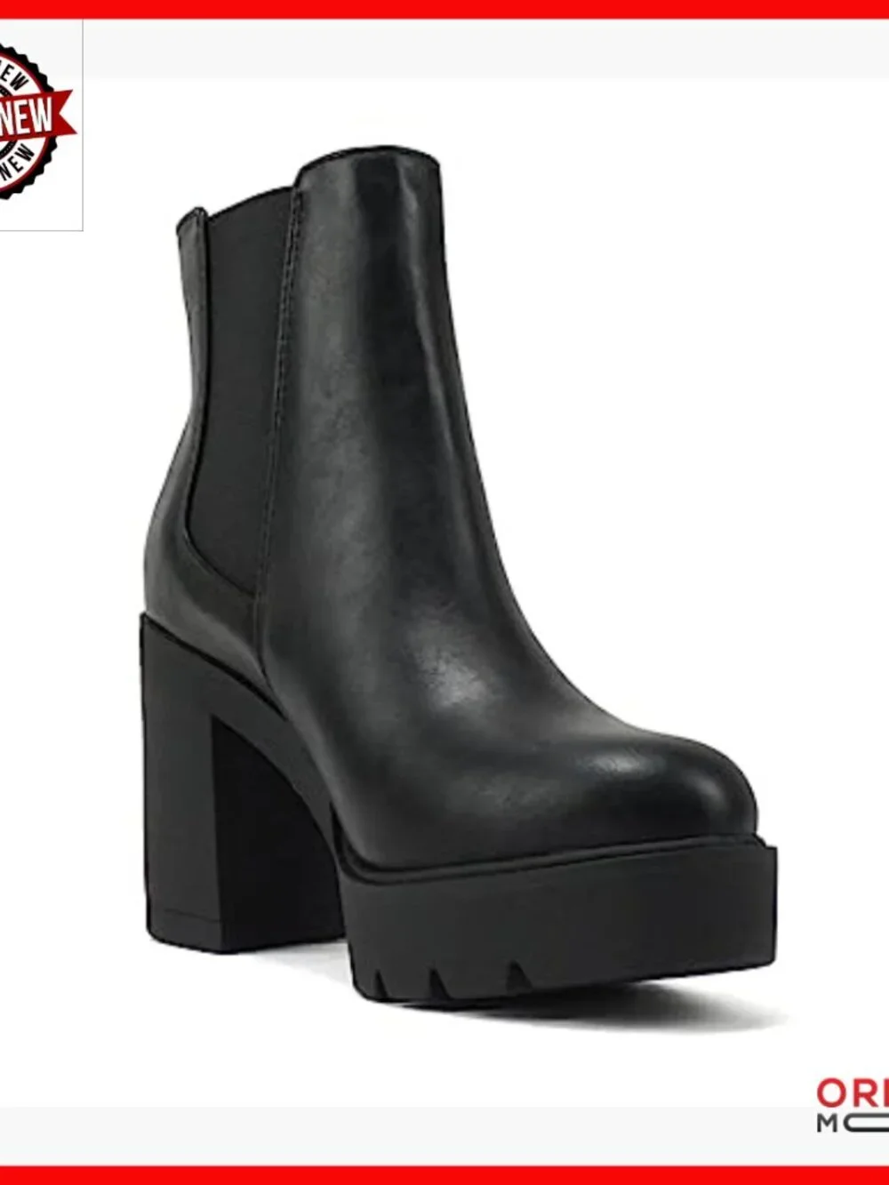 Lug Sole Chelsea Ankle Boots with 3.5 Inch Heel and Elastic Gore